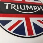 Vintage Triumph Sign – Porcelain Automobiles British Mechanic Gas Oil Pump Sign - Image 11