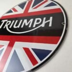 Vintage Triumph Sign – Porcelain Automobiles British Mechanic Gas Oil Pump Sign - Image 13