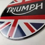Vintage Triumph Sign – Porcelain Automobiles British Mechanic Gas Oil Pump Sign - Image 14