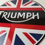 Vintage Triumph Sign – Porcelain Automobiles British Mechanic Gas Oil Pump Sign - Image 4
