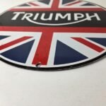 Vintage Triumph Sign – Porcelain Automobiles British Mechanic Gas Oil Pump Sign - Image 10