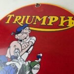 Vintage Triumph Sign – Porcelain Automobiles Popeye Original Gas Oil Pump Sign - Image 12