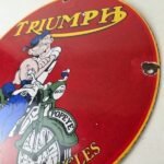 Vintage Triumph Sign – Porcelain Automobiles Popeye Original Gas Oil Pump Sign - Image 13