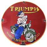 Vintage Triumph Sign – Porcelain Automobiles Popeye Original Gas Oil Pump Sign
