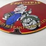 Vintage Triumph Sign – Porcelain Automobiles Popeye Original Gas Oil Pump Sign - Image 10