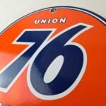Vintage Union 76 Gasoline Sign – Porcelain Gas Motor Oil Service Pump Sign - Image 12