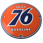 Vintage Union 76 Gasoline Sign – Porcelain Gas Motor Oil Service Pump Sign - Image 2