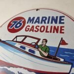 Vintage Union 76 Gasoline Sign – Porcelain Marine Gas Service Pump Sign - Image 12