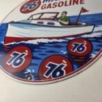 Vintage Union 76 Gasoline Sign – Porcelain Marine Gas Service Pump Sign - Image 14