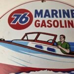 Vintage Union 76 Gasoline Sign – Porcelain Marine Gas Service Pump Sign - Image 3