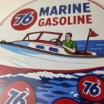 Vintage Union 76 Gasoline Sign – Porcelain Marine Gas Service Pump Sign - Image 4