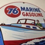 Vintage Union 76 Gasoline Sign – Porcelain Marine Gas Service Pump Sign - Image 5