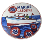 Vintage Union 76 Gasoline Sign – Porcelain Marine Gas Service Pump Sign