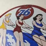 Vintage Union 76 Gasoline Sign – Porcelain Ski Show Gas Service Pump Sign - Image 12