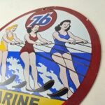 Vintage Union 76 Gasoline Sign – Porcelain Ski Show Gas Service Pump Sign - Image 13
