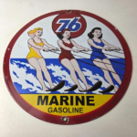 Vintage Union 76 Gasoline Sign – Porcelain Ski Show Gas Service Pump Sign - Image 15