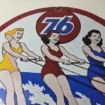 Vintage Union 76 Gasoline Sign – Porcelain Ski Show Gas Service Pump Sign - Image 3
