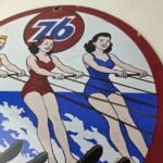 Vintage Union 76 Gasoline Sign – Porcelain Ski Show Gas Service Pump Sign - Image 4