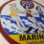Vintage Union 76 Gasoline Sign – Porcelain Ski Show Gas Service Pump Sign - Image 6