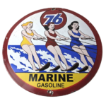 Vintage Union 76 Gasoline Sign – Porcelain Ski Show Gas Service Pump Sign