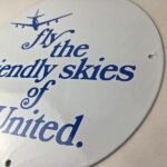 Vintage United Airlines Sign – Aviation Hangar Gas Pump Airplane Porcelain Sign - Image 13