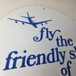 Vintage United Airlines Sign – Aviation Hangar Gas Pump Airplane Porcelain Sign - Image 5