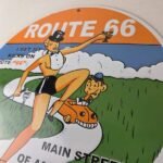 Vintage US Route 66 Sign – Porcelain Las Vegas Show Girl Gas Pump Sign - Image 12
