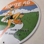 Vintage US Route 66 Sign – Porcelain Las Vegas Show Girl Gas Pump Sign - Image 13