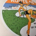 Vintage US Route 66 Sign – Porcelain Las Vegas Show Girl Gas Pump Sign - Image 10