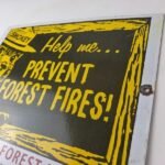 Vintage USA Forest Service Sign – Smokey the Bear Hiking Gas Porcelain Sign - Image 11