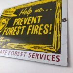 Vintage USA Forest Service Sign – Smokey the Bear Hiking Gas Porcelain Sign - Image 12