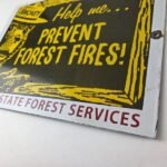 Vintage USA Forest Service Sign – Smokey the Bear Hiking Gas Porcelain Sign - Image 13