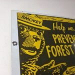 Vintage USA Forest Service Sign – Smokey the Bear Hiking Gas Porcelain Sign - Image 5