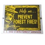 Vintage USA Forest Service Sign – Smokey the Bear Hiking Gas Porcelain Sign - Image 2