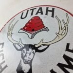 Vintage Utah Fish Game Sign – Porcelain Gas Oil Pump Deer Hunting Pump Sign - Image 12