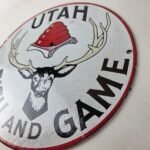 Vintage Utah Fish Game Sign – Porcelain Gas Oil Pump Deer Hunting Pump Sign - Image 13