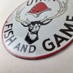 Vintage Utah Fish Game Sign – Porcelain Gas Oil Pump Deer Hunting Pump Sign - Image 14