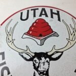 Vintage Utah Fish Game Sign – Porcelain Gas Oil Pump Deer Hunting Pump Sign - Image 3