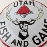 Vintage Utah Fish Game Sign – Porcelain Gas Oil Pump Deer Hunting Pump Sign - Image 4