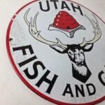 Vintage Utah Fish Game Sign – Porcelain Gas Oil Pump Deer Hunting Pump Sign - Image 6