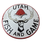 Vintage Utah Fish Game Sign – Porcelain Gas Oil Pump Deer Hunting Pump Sign - Image 2