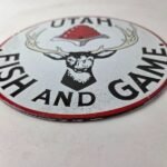 Vintage Utah Fish Game Sign – Porcelain Gas Oil Pump Deer Hunting Pump Sign - Image 10