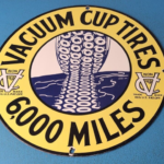 Vintage Vacuum Tires Sign – Porcelain Garage Mechanic Shop Gas Oil Pump Sign