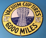 Vintage Vacuum Tires Sign – Porcelain Garage Mechanic Shop Gas Oil Pump Sign - Image 2