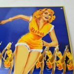 Vintage Veedol Motor Oil Sign – Roller Skating Service Gas Pump Porcelain Sign - Image 3