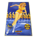 Vintage Veedol Motor Oil Sign – Roller Skating Service Gas Pump Porcelain Sign - Image 2
