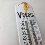 Vintage Veedol Skater Sign – Gas Service Pump Ad Sign on Porcelain Thermometer - Image 5