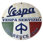 Vintage Vespa Servizio Sign – Italian Gas Station Porcelain Advertising Sign - Image 2