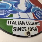 Vintage Vespa Sign – Italian Gas Service Station Porcelain Advertising Sign - Image 11