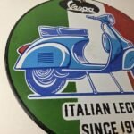 Vintage Vespa Sign – Italian Gas Service Station Porcelain Advertising Sign - Image 6